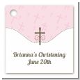 Cross Pink - Personalized Baptism / Christening Card Stock Favor Tags thumbnail