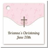 Cross Pink - Personalized Baptism / Christening Card Stock Favor Tags