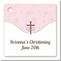 Cross Pink - Personalized Baptism / Christening Card Stock Favor Tags