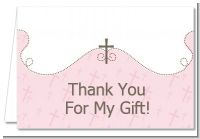 Cross Pink - Baptism / Christening Thank You Cards
