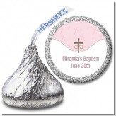 Cross Pink - Hershey Kiss Baptism / Christening Sticker Labels