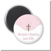 Cross Pink - Personalized Baptism / Christening Magnet Favors