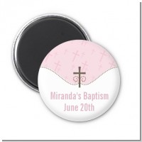 Cross Pink - Personalized Baptism / Christening Magnet Favors