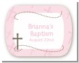 Cross Pink - Personalized Baptism / Christening Rounded Corner Stickers thumbnail