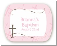 Cross Pink - Personalized Baptism / Christening Rounded Corner Stickers