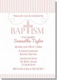 Cross Pink Necklace - Baptism / Christening Invitations