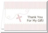 Cross Pink Necklace - Baptism / Christening Thank You Cards