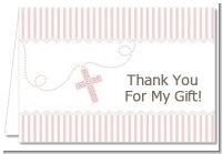 Cross Pink Necklace - Baptism / Christening Thank You Cards