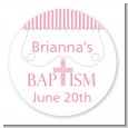 Cross Pink Necklace - Round Personalized Baptism / Christening Sticker Labels thumbnail