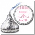 Cross Pink Necklace - Hershey Kiss Baptism / Christening Sticker Labels thumbnail