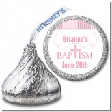 Cross Pink Necklace - Hershey Kiss Baptism / Christening Sticker Labels