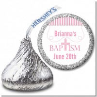 Cross Pink Necklace - Hershey Kiss Baptism / Christening Sticker Labels
