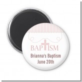 Cross Pink Necklace - Personalized Baptism / Christening Magnet Favors