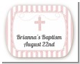 Cross Pink Necklace - Personalized Baptism / Christening Rounded Corner Stickers thumbnail