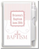 Cross Pink Necklace - Baptism / Christening Personalized Notebook Favor