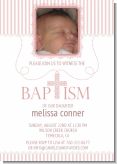 Cross Pink Necklace Photo - Baptism / Christening Invitations