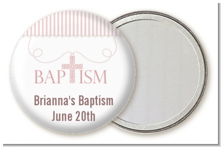 Cross Pink Necklace - Personalized Baptism / Christening Pocket Mirror Favors