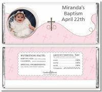 Cross Pink Photo - Personalized Baptism / Christening Candy Bar Wrappers