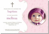 Cross Pink Photo - Baptism / Christening Invitations