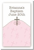 Cross Pink - Custom Large Rectangle Baptism / Christening Sticker/Labels