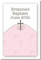 Cross Pink - Custom Large Rectangle Baptism / Christening Sticker/Labels