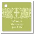 Cross Sage Green - Personalized Baptism / Christening Card Stock Favor Tags thumbnail