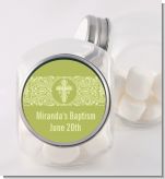 Cross Sage Green - Personalized Baptism / Christening Candy Jar