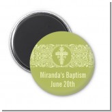 Cross Sage Green - Personalized Baptism / Christening Magnet Favors