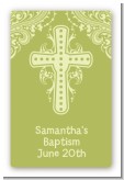 Cross Sage Green - Custom Large Rectangle Baptism / Christening Sticker/Labels