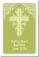 Cross Sage Green - Custom Large Rectangle Baptism / Christening Sticker/Labels