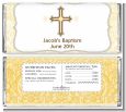 Cross Yellow & Brown - Personalized Baptism / Christening Candy Bar Wrappers thumbnail