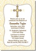 Cross Yellow & Brown - Baptism / Christening Invitations