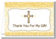 Cross Yellow & Brown - Baptism / Christening Thank You Cards thumbnail