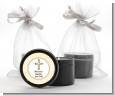 Cross Yellow & Brown - Baptism / Christening Black Candle Tin Favors thumbnail