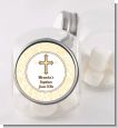 Cross Yellow & Brown - Personalized Baptism / Christening Candy Jar thumbnail