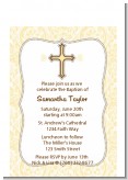 Cross Yellow & Brown - Baptism / Christening Petite Invitations