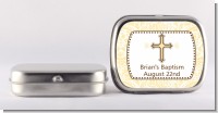 Cross Yellow & Brown - Personalized Baptism / Christening Mint Tins