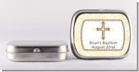 Cross Yellow & Brown - Personalized Baptism / Christening Mint Tins
