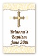 Cross Yellow & Brown - Custom Large Rectangle Baptism / Christening Sticker/Labels thumbnail