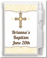 Cross Yellow & Brown - Baptism / Christening Personalized Notebook Favor