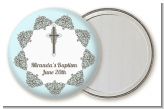 Cross Blue & Brown - Personalized Baptism / Christening Pocket Mirror Favors
