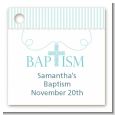 Cross Blue Necklace - Personalized Baptism / Christening Card Stock Favor Tags thumbnail