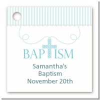 Cross Blue Necklace - Personalized Baptism / Christening Card Stock Favor Tags