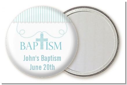 Cross Blue Necklace - Personalized Baptism / Christening Pocket Mirror Favors