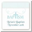Cross Blue Necklace - Square Personalized Baptism / Christening Sticker Labels thumbnail