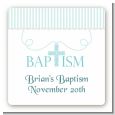 Cross Blue Necklace - Square Personalized Baptism / Christening Sticker Labels thumbnail