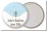 Cross Blue - Personalized Baptism / Christening Pocket Mirror Favors