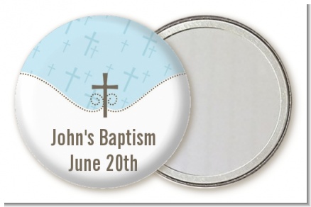 Cross Blue - Personalized Baptism / Christening Pocket Mirror Favors