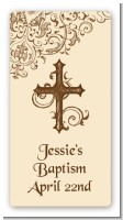 Cross Brown & Beige - Custom Rectangle Baptism / Christening Sticker/Labels