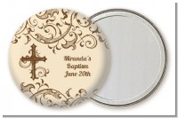 Cross Brown & Beige - Personalized Baptism / Christening Pocket Mirror Favors